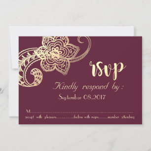 Invitation Elegant Chic Gold Paisley RSVP