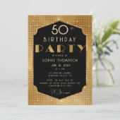 Invitation Elegant Chic Gold Parties scintillant Black Annive (Debout devant)