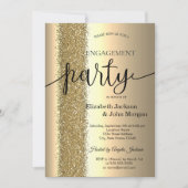 Invitation Elegant Chic Gold Parties scintillant Fiançailles (Devant)
