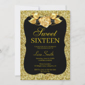 Invitation Elégant Chic Gold Parties scintillant Rose Or Swee (Devant)