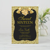 Invitation Elégant Chic Gold Parties scintillant Rose Or Swee (Debout devant)