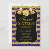 Invitation Élégant Chic Gold Purple Parties scintillant Rose  (Devant)