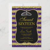 Invitation Elégant Chic Gold Purple Parties scintillant Tiara (Devant)