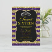 Invitation Elégant Chic Gold Purple Parties scintillant Tiara (Debout devant)