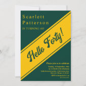 Invitation Elégant Chic Green Et Gold Luxury 40e anniversaire (Devant)