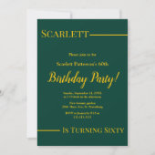 Invitation Elégant Chic Green Et Gold Luxury 60e anniversaire (Devant)
