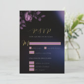 Invitation Élégant Chic Humeur Fleurie Mariage RSVP Violet Fo (Debout devant)