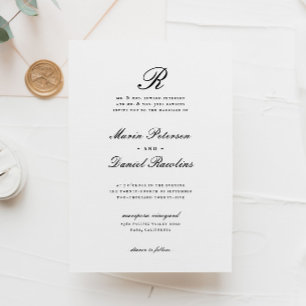 Invitation Élégant Chic Initial Classic Mariage Monogramme