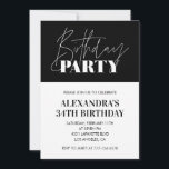 Invitation Élégant Chic Lettering noir blanc 34e anniversaire<br><div class="desc">Elégant Chic Lettering Black White 34e anniversaire Invitation moderne</div>
