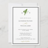 Invitation Élégant Chic Lily Valley Crest Black White Mariage (Devant)