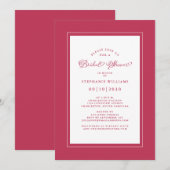 Invitation Élégant Chic Magenta Red Mariage Fête des mariées (Devant / Derrière)