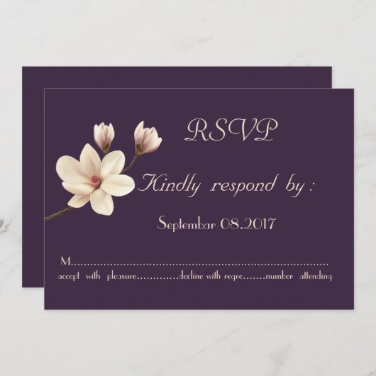 Invitation Élégant Chic Magnolia RSVP (Devant / Derrière)