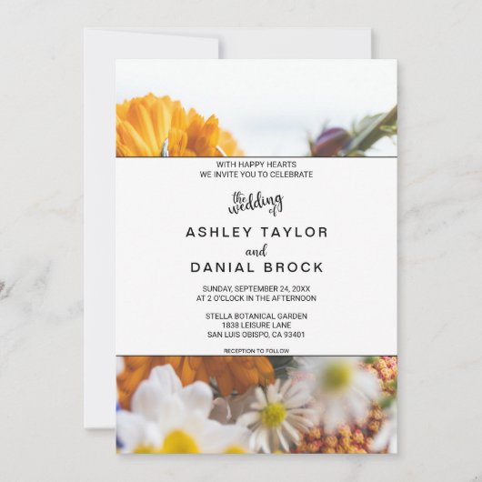 Invitation Elégant chic Mariage floral de tournesol botanique (Devant)