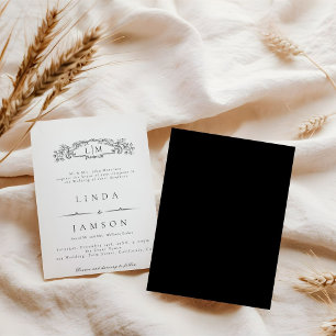 Invitation Élégant & Chic mariage monogramme de crête botaniq