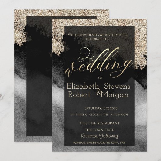 Invitation Élégant Chic Mariage Stylé (Devant / Derrière)