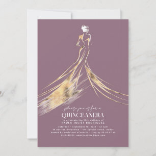 Invitation Élégant Chic Mauve QUINCEAÑERA