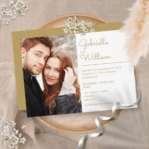 Invitation Élégant Chic Minimaliste Écriture Photo Mariage