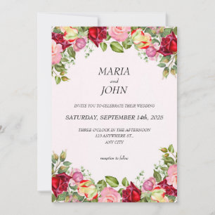 Invitation Élégant chic minimaliste romantique classique Rose