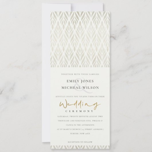 INVITATION ÉLÉGANT CHIC MODERNE ART DÉCO MARIAGE EN ARGENT BL (Devant)