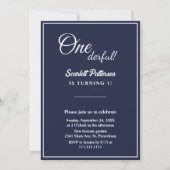 Invitation Elégant Chic Navy Bleu Blanc Minimal 1er anniversa (Devant)