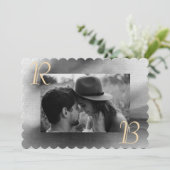 Invitation Élégant Chic noir blanc photo Mariage (Debout devant)