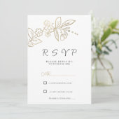 Invitation Elégant chic or blanc simple floral RSVP (Debout devant)