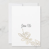 Invitation Élégant chic or blanc simple Mariage floral (Dos)