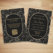 élégant chic or noir mystique code qr mariage