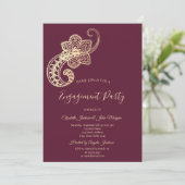 Invitation Élégant Chic Or Paisley (Debout devant)