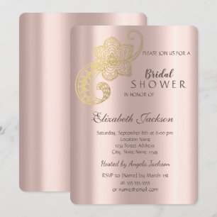 Invitation Élégant Chic Or Paon Rose Doré Mariage