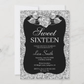 Invitation Elégant Chic Parties scintillant Argent Rose doux (Devant)
