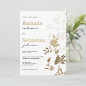 Invitation Élégant chic parties scintillant or blanc mariage (Debout devant)