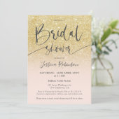 Invitation Elegant chic parties scintillant or script douche (Debout devant)