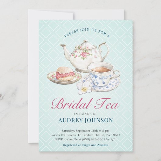 Invitation Elégant Chic Pastel Fête des mariées Thé Floral (Devant)