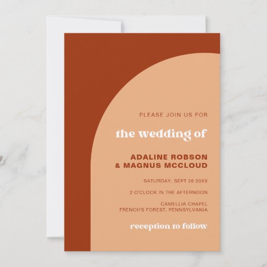 Invitation Élégant Chic Peach Terracotta Arch Boho Mariage (Devant)