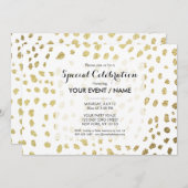 Invitation Élégant chic pois de faux or blanc (Devant / Derrière)