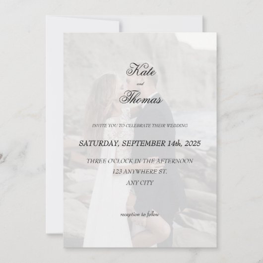 Invitation Élégant Chic Romantique Minimaliste Classique Blan (Devant)