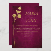 Invitation Élégant chic romantique minimaliste classique Bour (Devant / Derrière)