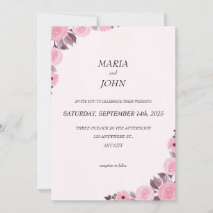 Invitation Élégant chic romantique minimaliste classique rose