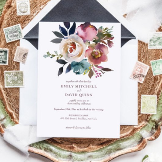 Invitation Élégant Chic Romantique Rose Mariage