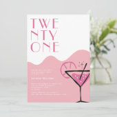 Invitation Elégant Chic Rose 21e Anniversaire  (Debout devant)