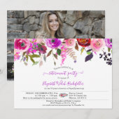Invitation Élégant Chic Rose Floral Photo Retraite Party (Devant / Derrière)