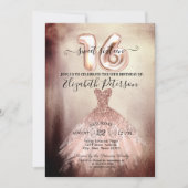 Invitation Élégant Chic Rose Gold Robe Confetti Sweet 16 (Devant)
