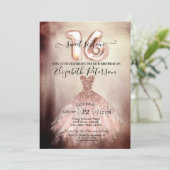Invitation Élégant Chic Rose Gold Robe Confetti Sweet 16 (Debout devant)