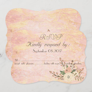 Invitation Élégant Chic Rose Marbre Floral RSVP