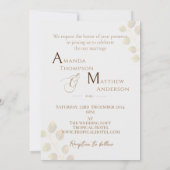 Invitation Élégant Chic Rose Monogramme Noir Couple Hôte (Dos)
