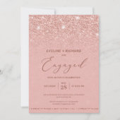 Invitation Elégant chic rose or parties scintillant scintille (Devant)