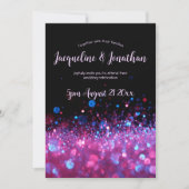 Invitation Élégant Chic Rose violet Parties scintillant noire (Devant)