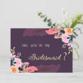 Invitation Élégant Chic Roses Violettes Plume (Debout devant)