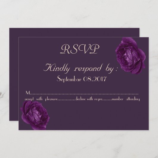 Invitation Élégant Chic Roses Violettes RSVP (Devant / Derrière)